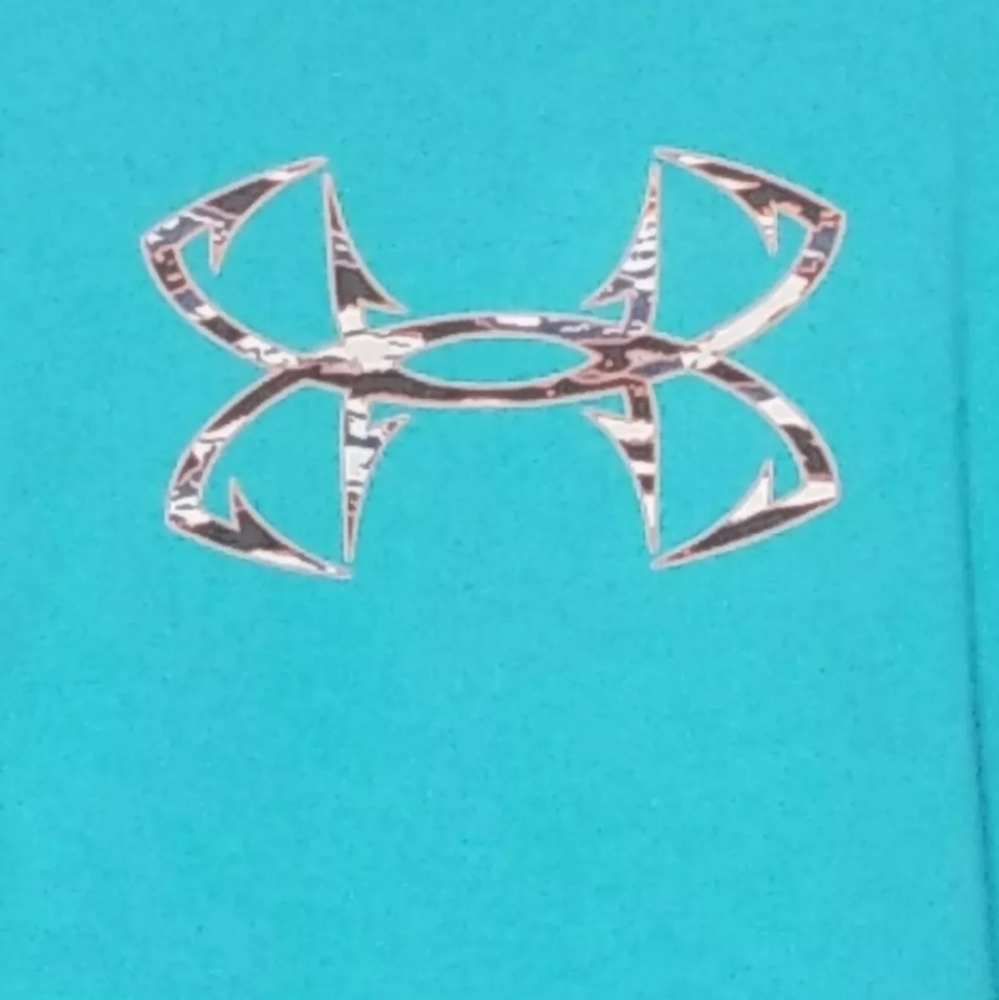 Under Armour Heat Gear Men's Blue with Camo Graphic Logo Tshirt size XL - Picture 2 of 9